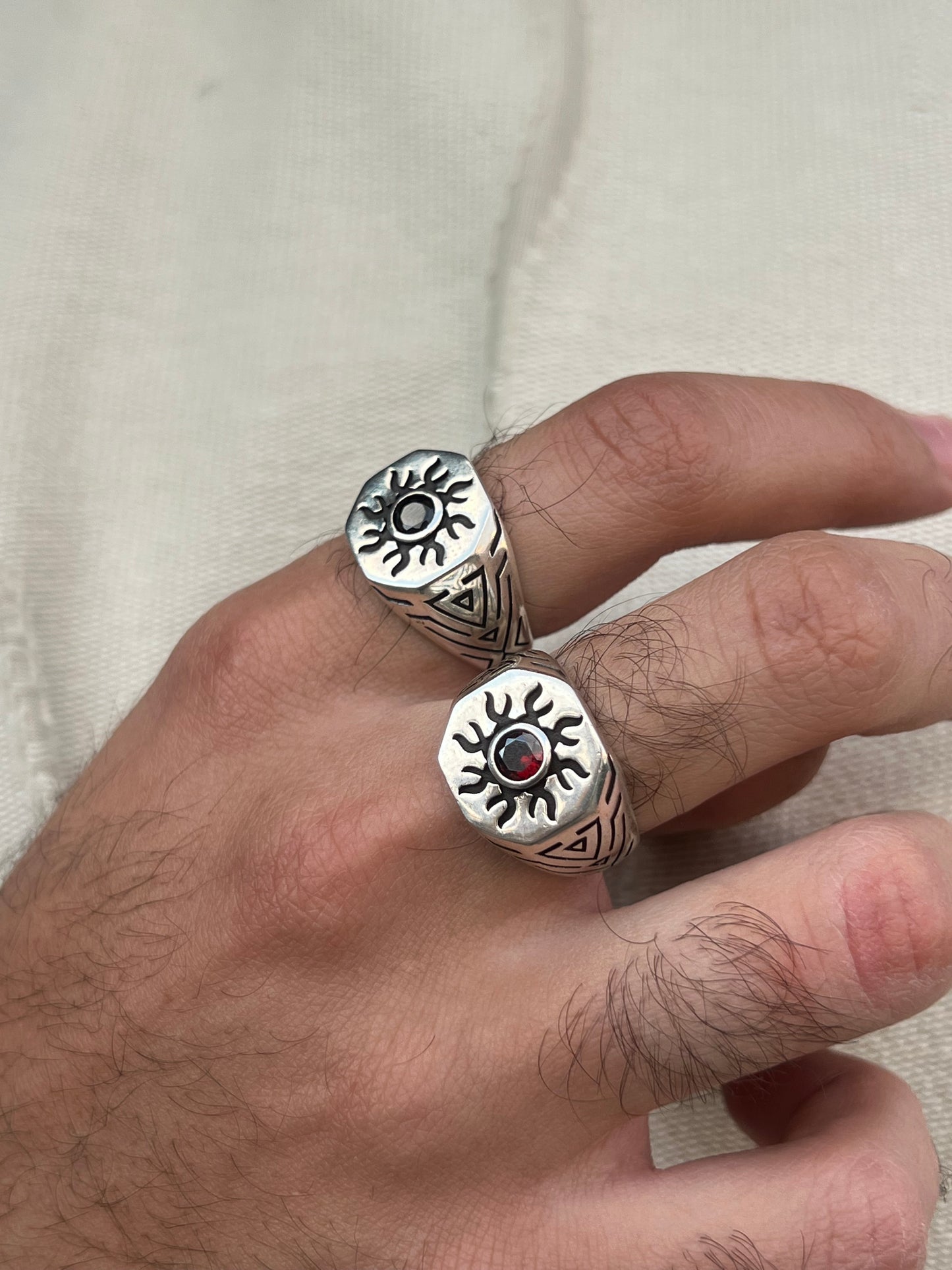 Sun Signet Ring -for Men's Sterling Silver 925s