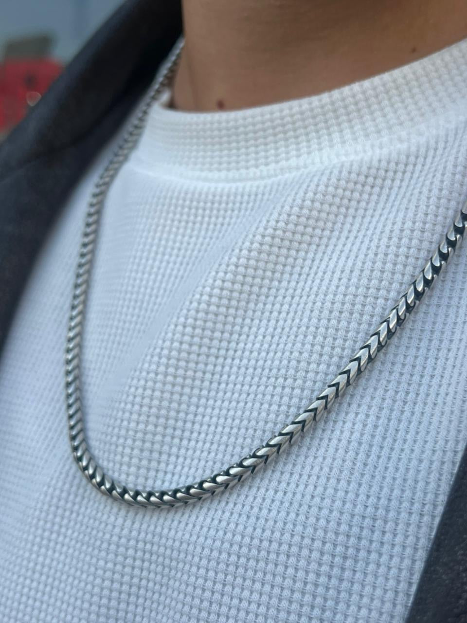 Snug Arrow Flow Necklace for Men's Sterling Silver 925s-(60cm-5mm)