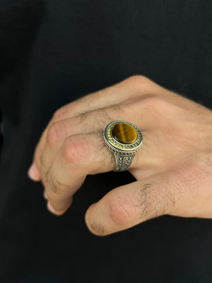 Tiger Eye Ring -for Men's Sterling Silver 925s