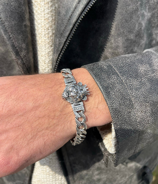 Alpha King Tiger head bracelet for men 925s