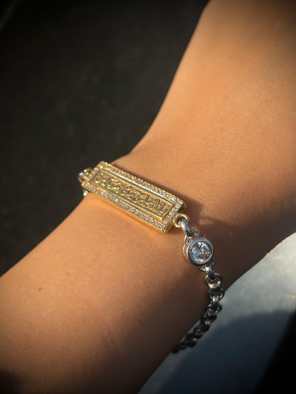 X “يا اغلى من حياتى ” Bracelet— Sterling Silver with Gold Plating