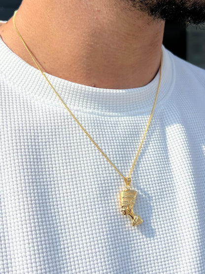 Premium- Nefertiti Necklace in Sterling Silver 925s- Real 21K Gold Plated