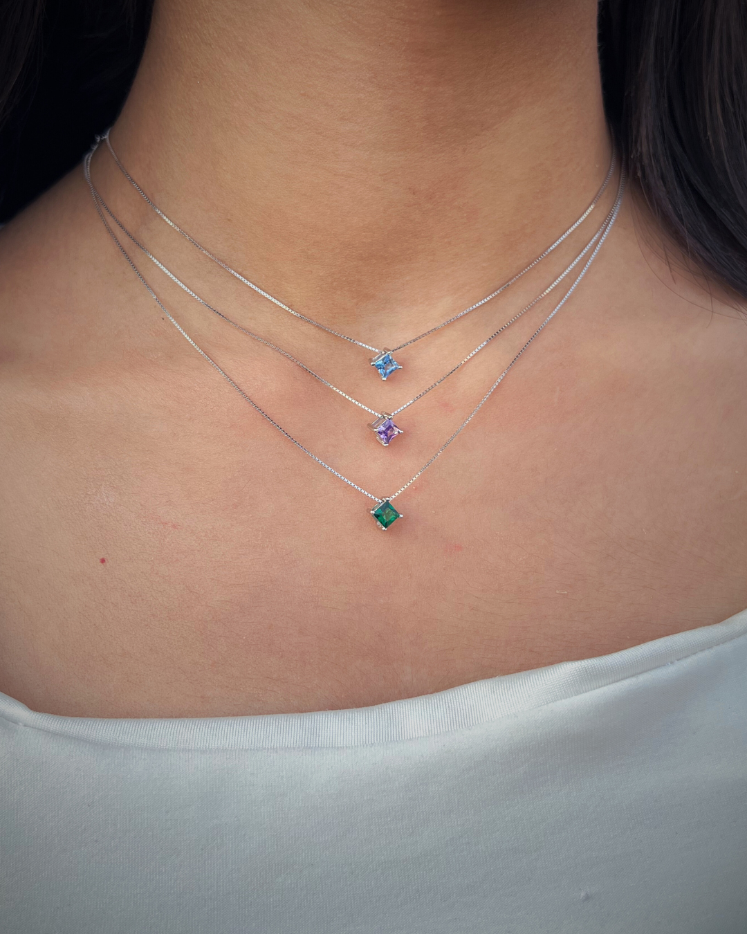 Color Pop Cubic Necklace – Italian sterling Silver Necklace-925s