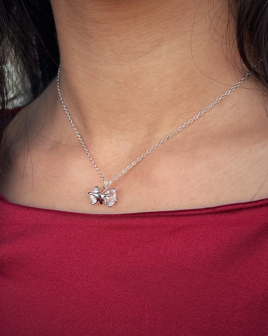 Doubled zirconia Necklace- pure silverS925