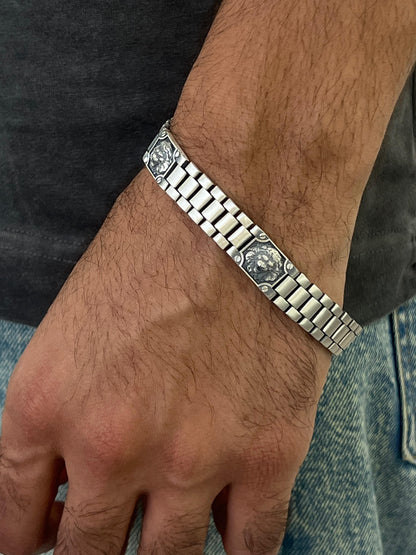 Lion Link chain Bracelet for Men's Sterling Silver 925s-21.5cm
