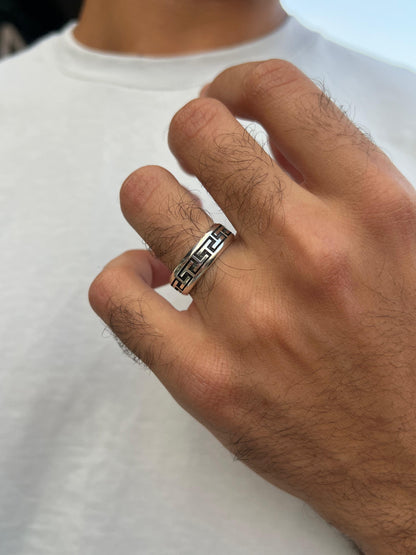 Versace Pattern Engagement Ring in Sterling Silver 925s