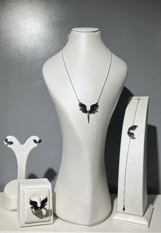 Black Angel Full Set In Italian Sterling Silver925 -Ring size 6