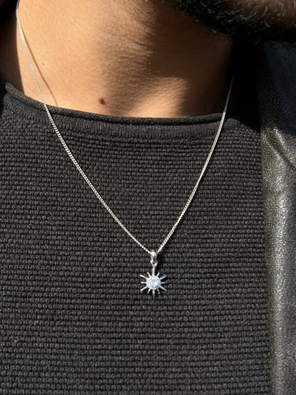 Sun Necklace for Men's Sterling Silver 925s