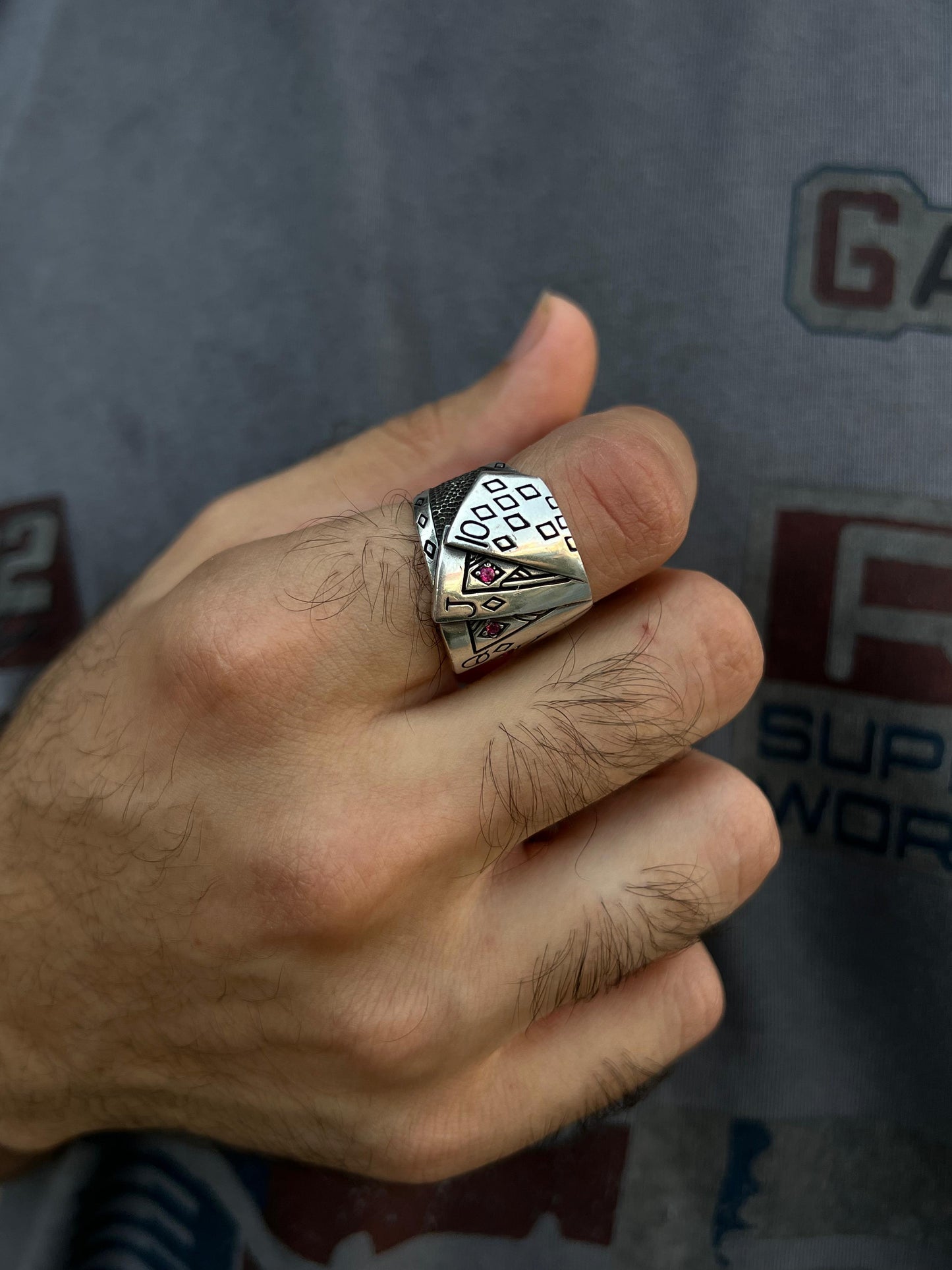 Poker Cards Ring -for Men's Sterling Silver 925s