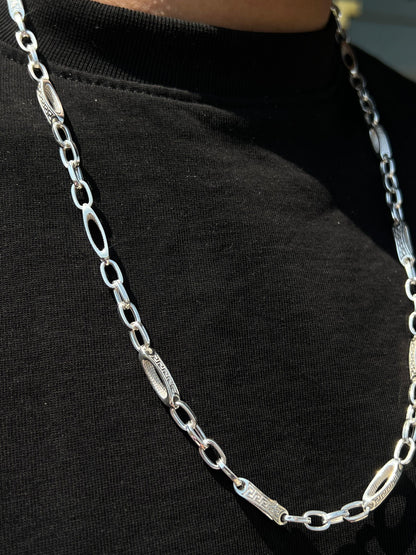 Iconic Versace Pattern Necklace For Men Sterling Silver 925s-60cm
