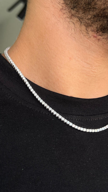 Thick Clear Tennis Necklace in Italian sterling silver-s925