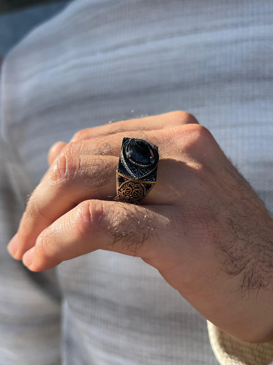 Dark Grindstone Ring -Sterling Silver 925s