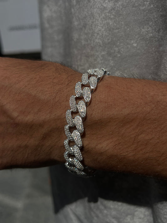 Iced Lion Lock Gangster Chain -Bracelet S925 Sterling Silver for men