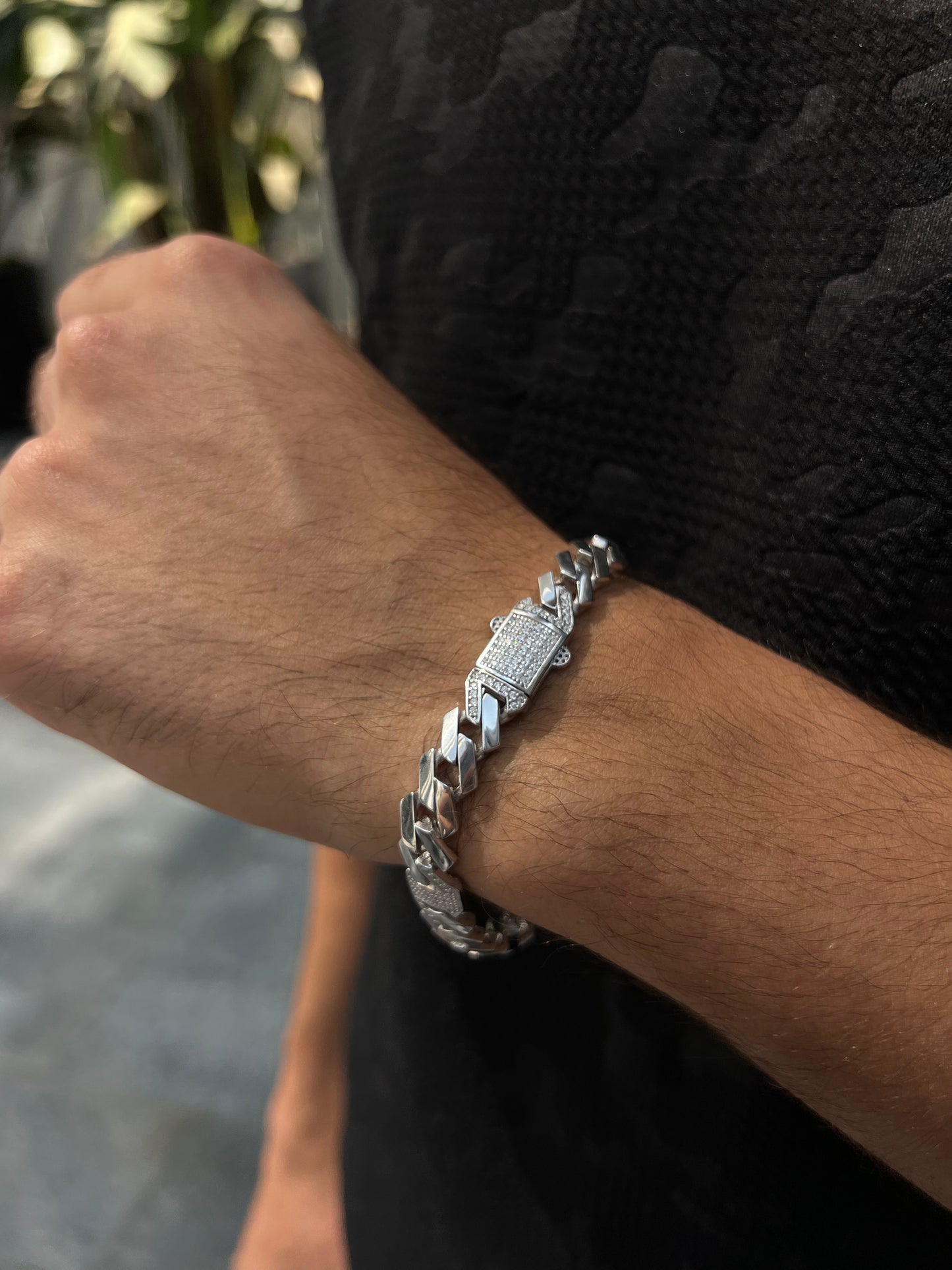 Sleek Iced Gangster Chain -Bracelet S925 Sterling Silver for men