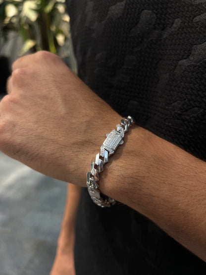 Sleek Iced Gangster Chain -Bracelet S925 Sterling Silver for men