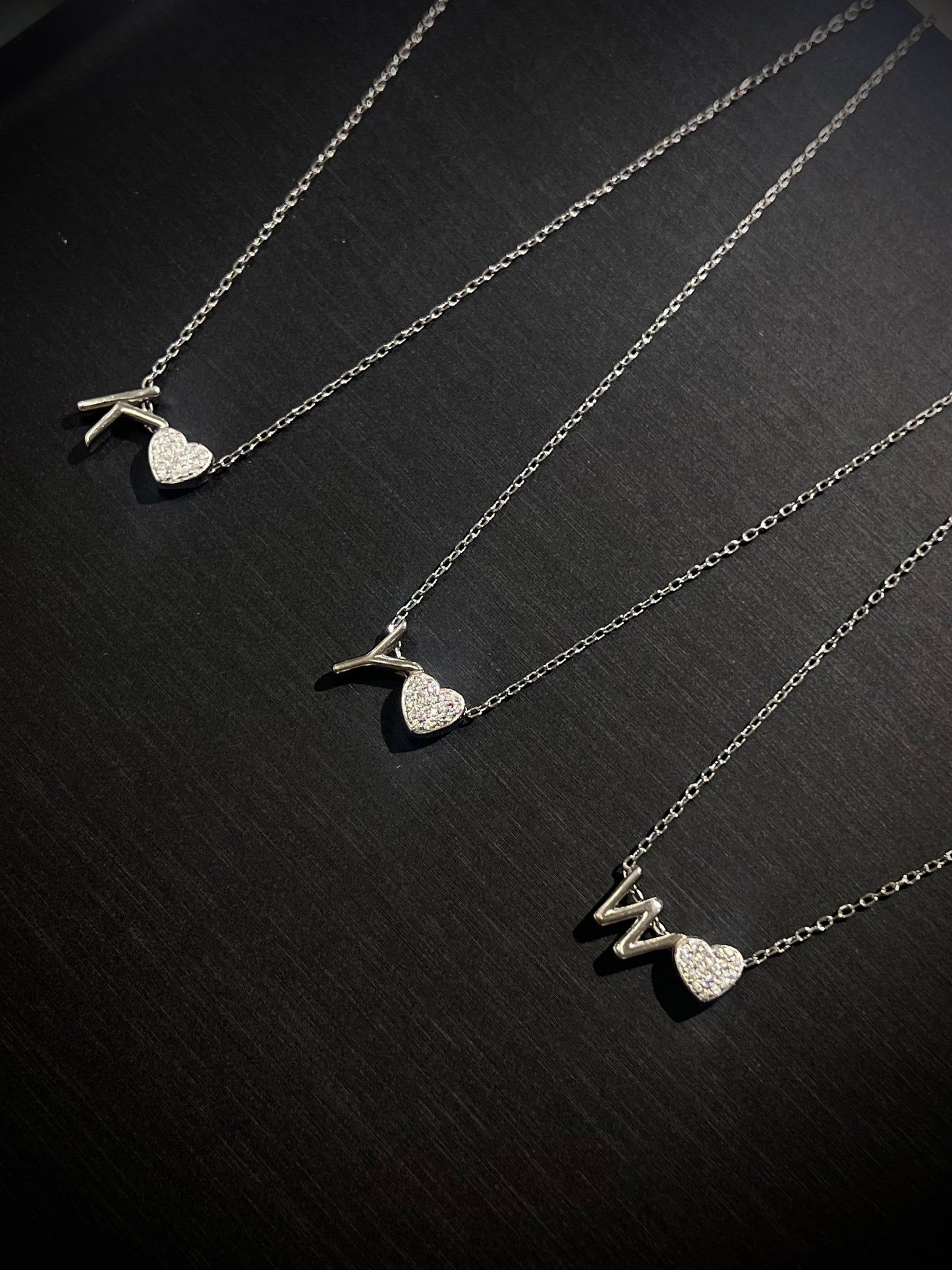 Letter with heart Necklace -pure Silver S925
