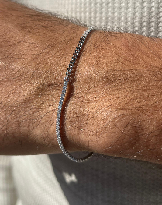 Half Tennis✖️Half Grommet Bracelet Sterling Silver 925s