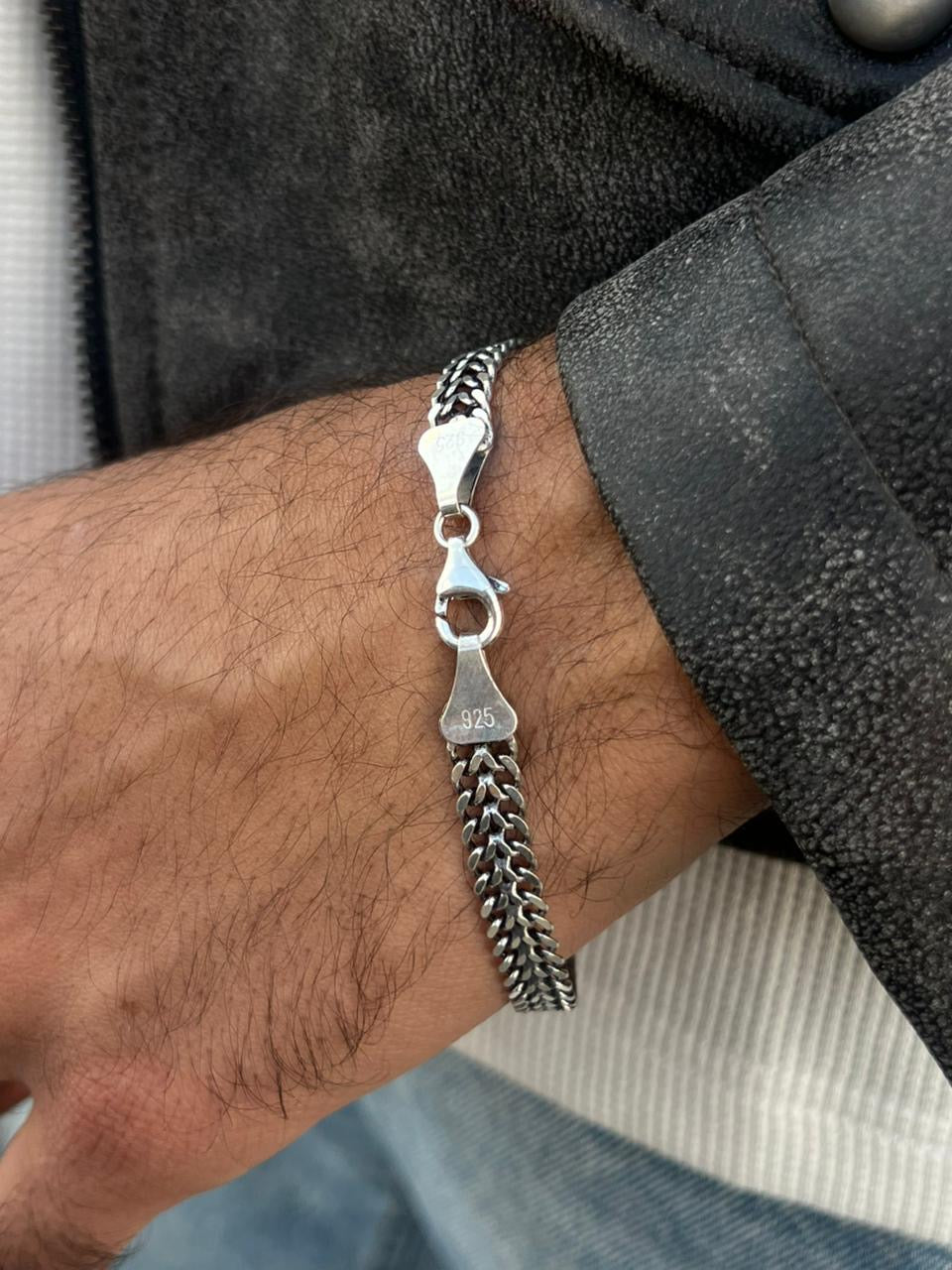 DRAGON BONE-S925 Sterling Silver Bracelet (22cm-8mm)