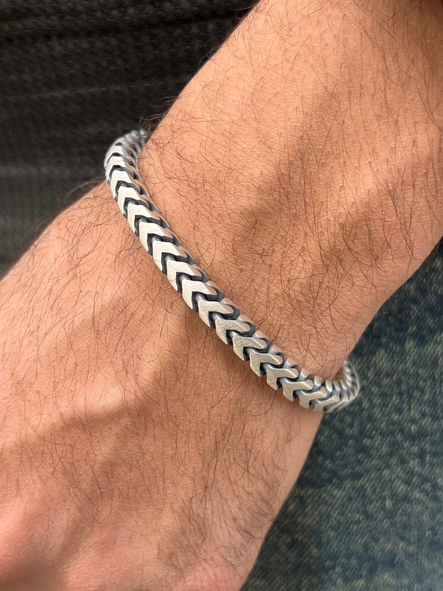 Cubic Arrow bracelet-for Men's Sterling Silver 925s (20cm-6mm)