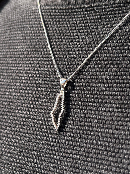 Zirconia Palestine Necklace for Men's Sterling Silver 925s