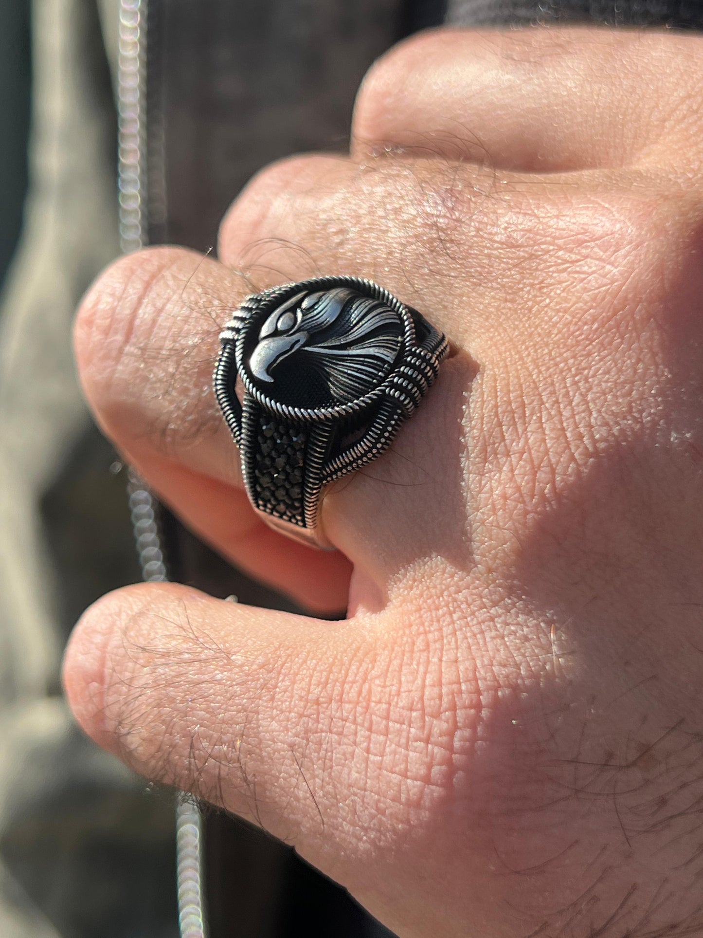 Oxized Eagle Ring -Sterling Silver 925s