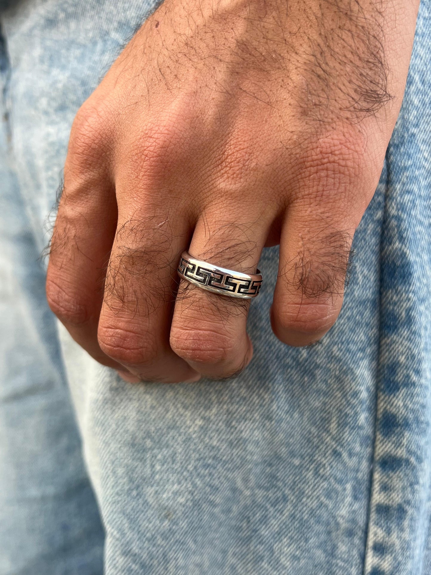 Versace Pattern Engagement Ring in Sterling Silver 925s