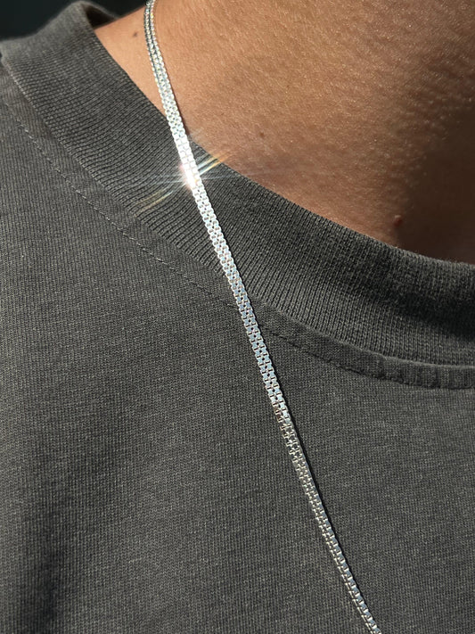 Double box Chain For Men Sterling Silver925-(29cm-3mm)