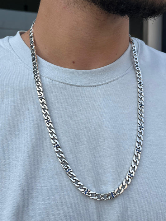 Midnight Grommet Necklace for Men's Sterling Silver 925s-64cm