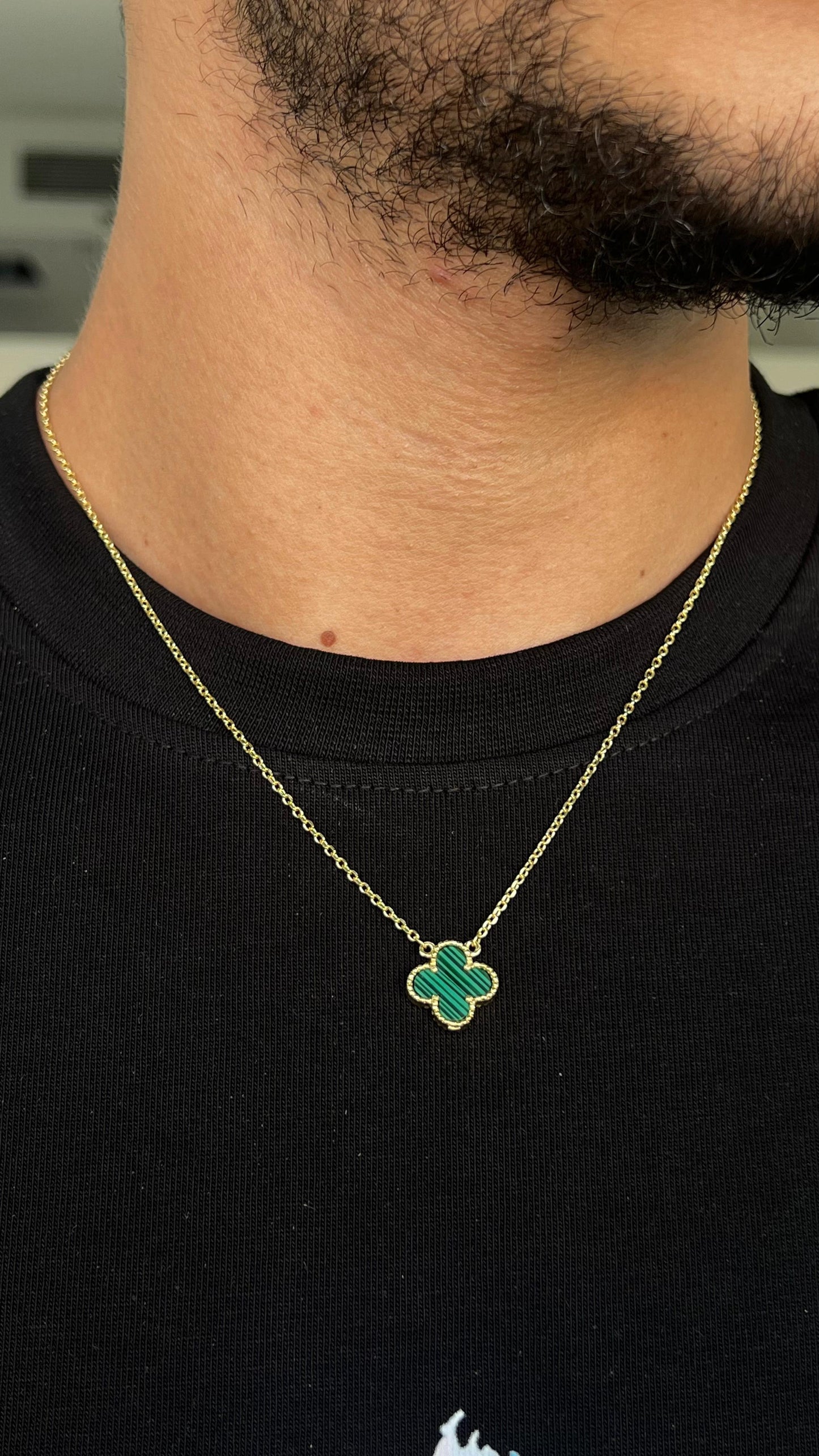 One Malachite vancleef Necklace -Gold plated for Men's Sterling Silver 925s