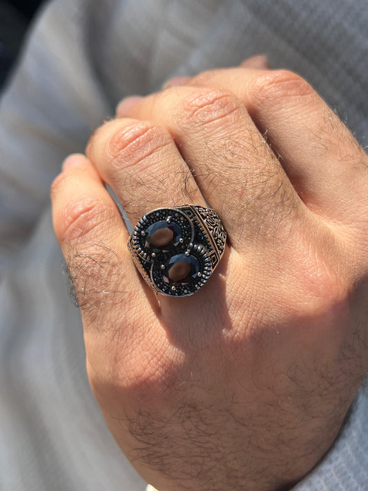 Black Double Crown Ring -Sterling Silver 925s