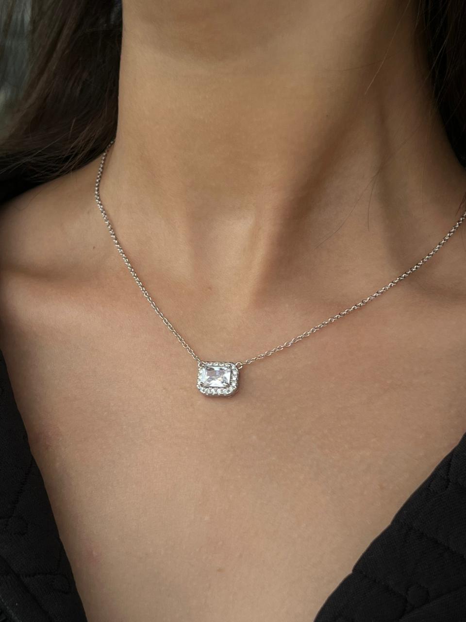Clear Cubic Zirconia Necklace in Sterling Silver 925s