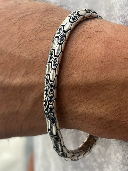 Textured Snake Bracelet for Men's Sterling Silver 925s