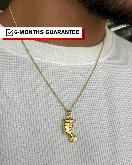 Premium- Nefertiti Necklace in Sterling Silver 925s- Real 21K Gold Plated