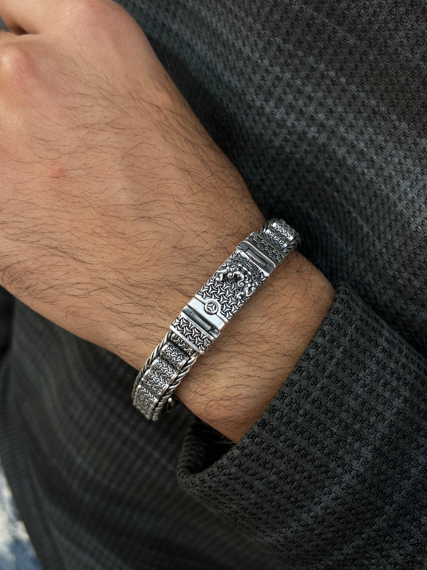 Dragon Spirit Bracelet Sterling Silver 925s-(21cm-12mm)