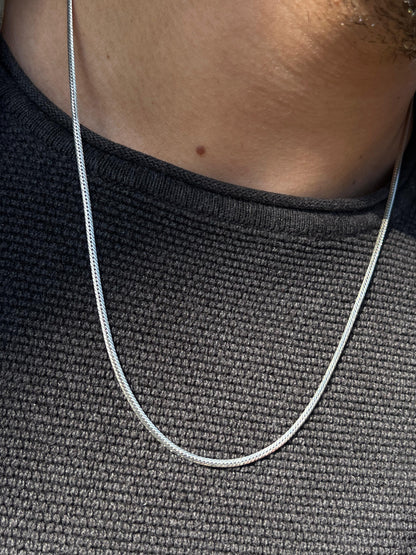 Blocked Grommet Necklace For Men Sterling Silver 925- (54cm,3mm)