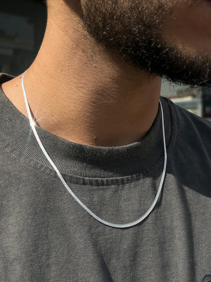 Engraved Snake Necklace For Men Sterling Silver925-(50cm-3mm)