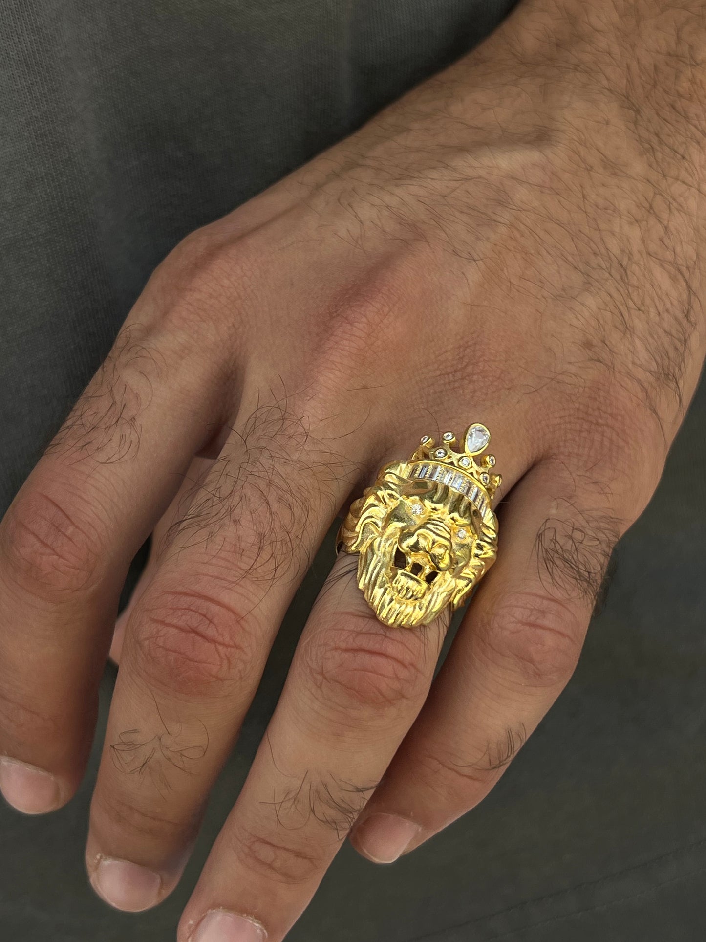 Gold plated Lion Ring-for Men's Sterling Silver 925s