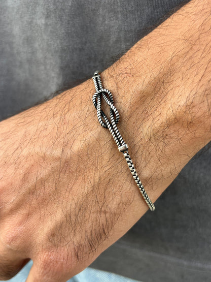 Knot✖️Box bracelet-for Men's Sterling Silver 925s (20cm-3mm)