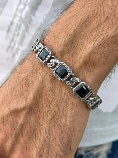 Dark Blue  Bracelet for Men's Sterling Silver 925s-20cm