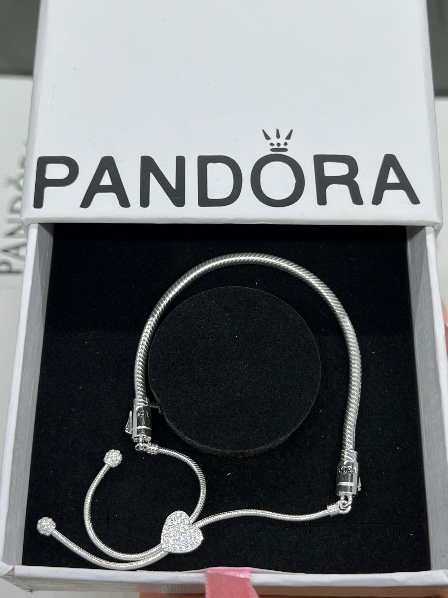 Pandora Moments Heart Snake Chain Slider Bracelet