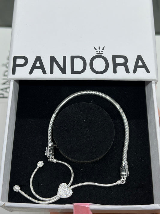 Pandora Moments Heart Snake Chain Slider Bracelet