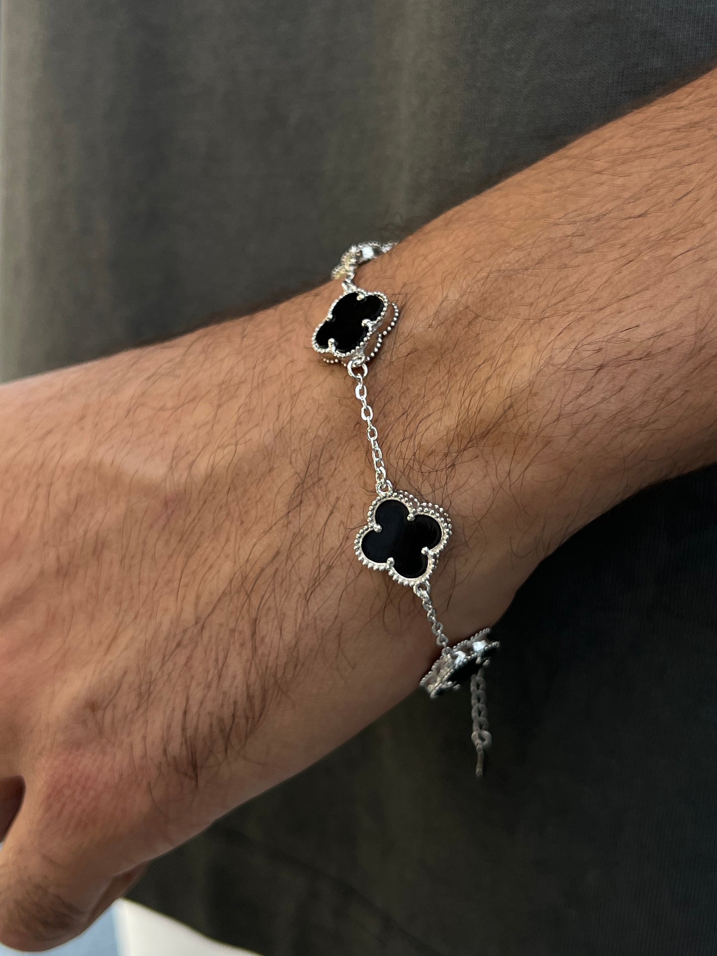 Men’s 5 Van Cleef & Arpels Black Onyx Bracelet in Italian Silver S925