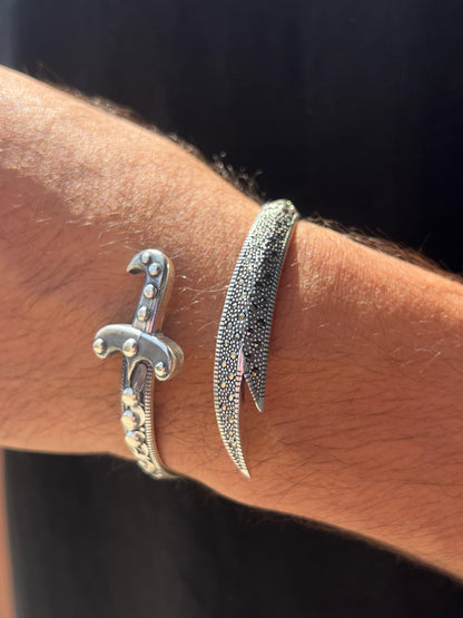 Zulfiqar Sword Cuff Bracelet for Men's Sterling Silver 925s