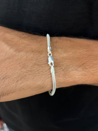 Zipper Bracelet for Men's Sterling Silver 925s-(4mm-21cm)