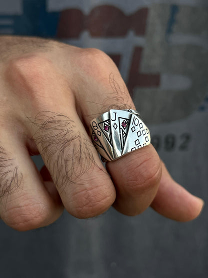 Poker Cards Ring -for Men's Sterling Silver 925s
