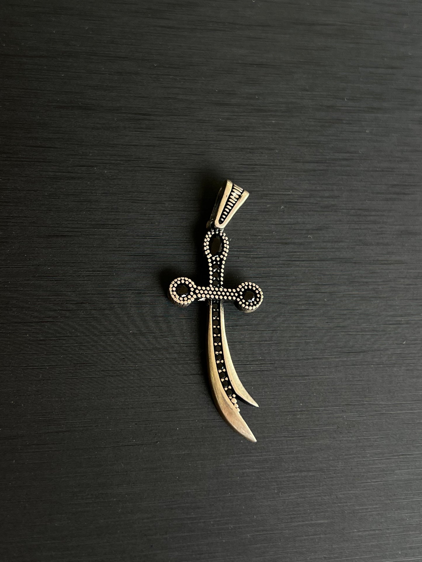 Zirconia Sword Pendant – S925 Silver-5cm