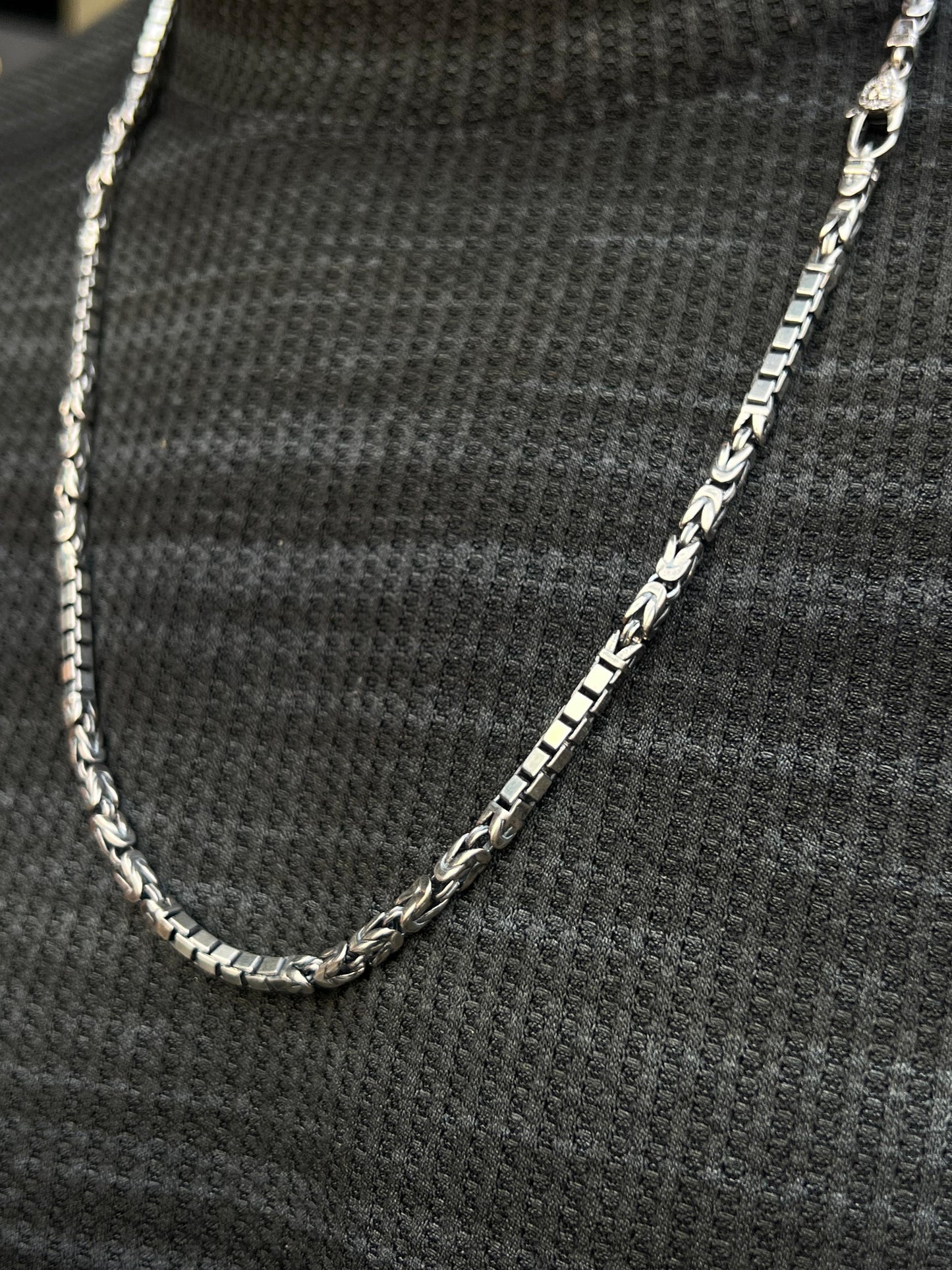 Box X King Necklace For Men Sterling Silver925-(65cm-4mm)