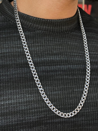 Midnight Grommet Necklace for Men's Sterling Silver 925s-(70cm-12mm)