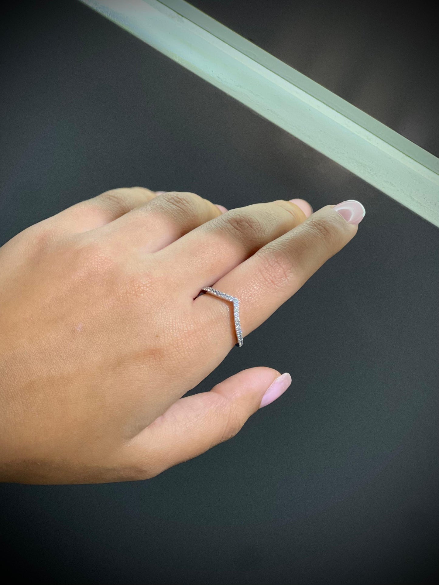 Chevron Ring -Clear Zirconia in Sterling Silver -925