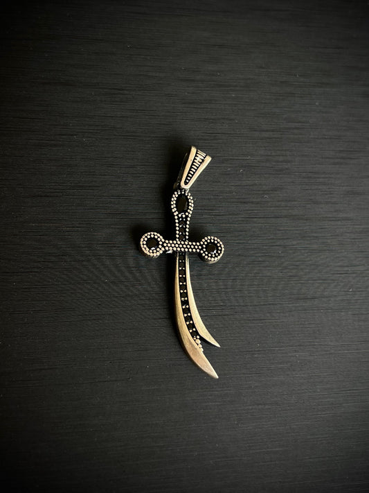 Zirconia Sword Pendant – S925 Silver-5cm